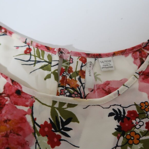 FLORAL BLOUSE COLOR WHITE SIZE 14/16W - Picture 6 of 10
